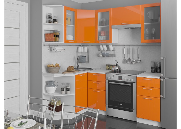 кухня валерия-м-04 оранжевый глянец